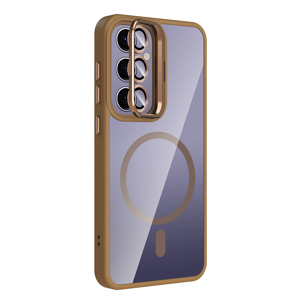Galaxy Uyumlu S24 Plus Kılıf Standlı ve Kamera Lens Hediyeli M-Safe Şarj Özellikli Zore Etro Kapak