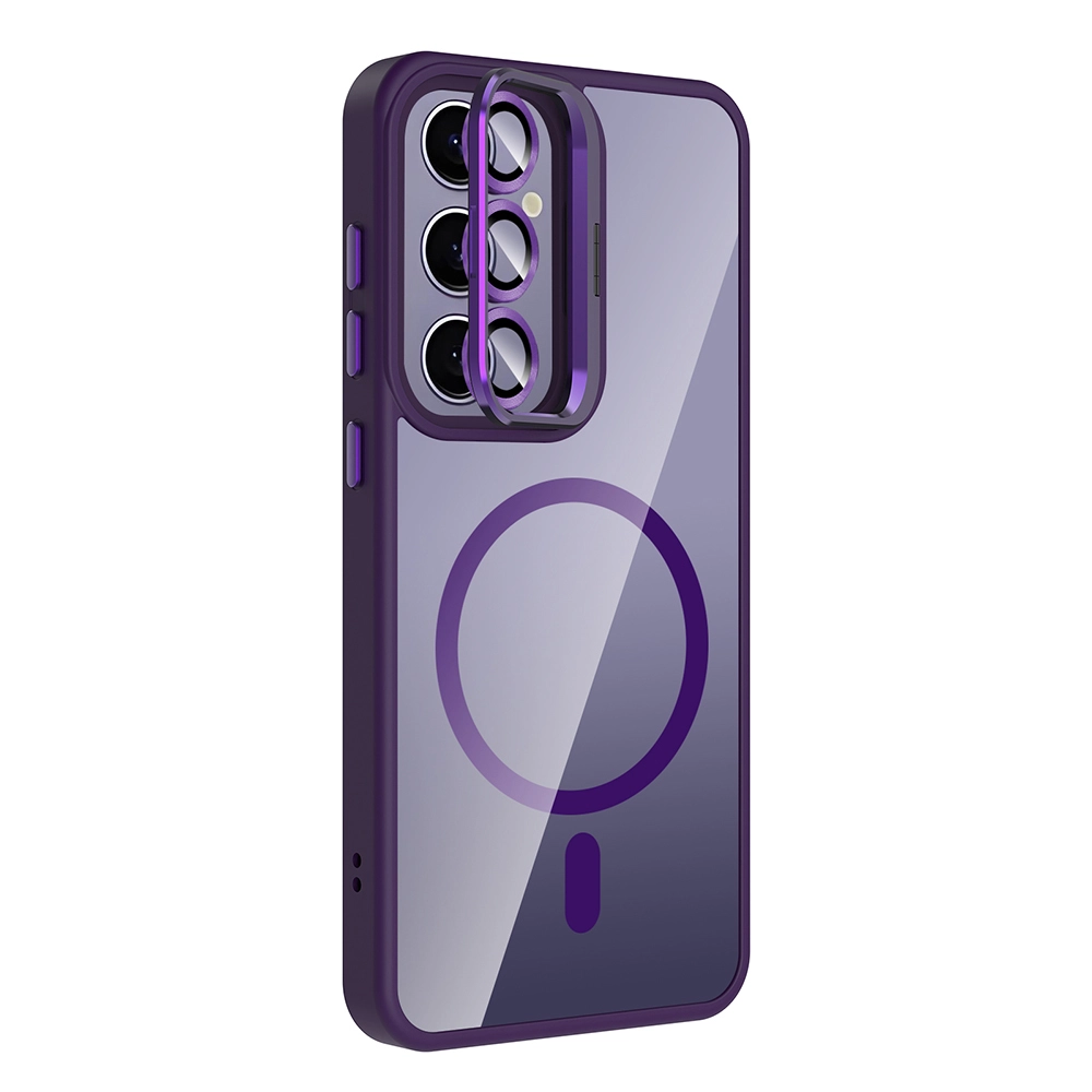Galaxy Uyumlu S24 Plus Kılıf Standlı ve Kamera Lens Hediyeli M-Safe Şarj Özellikli Zore Etro Kapak