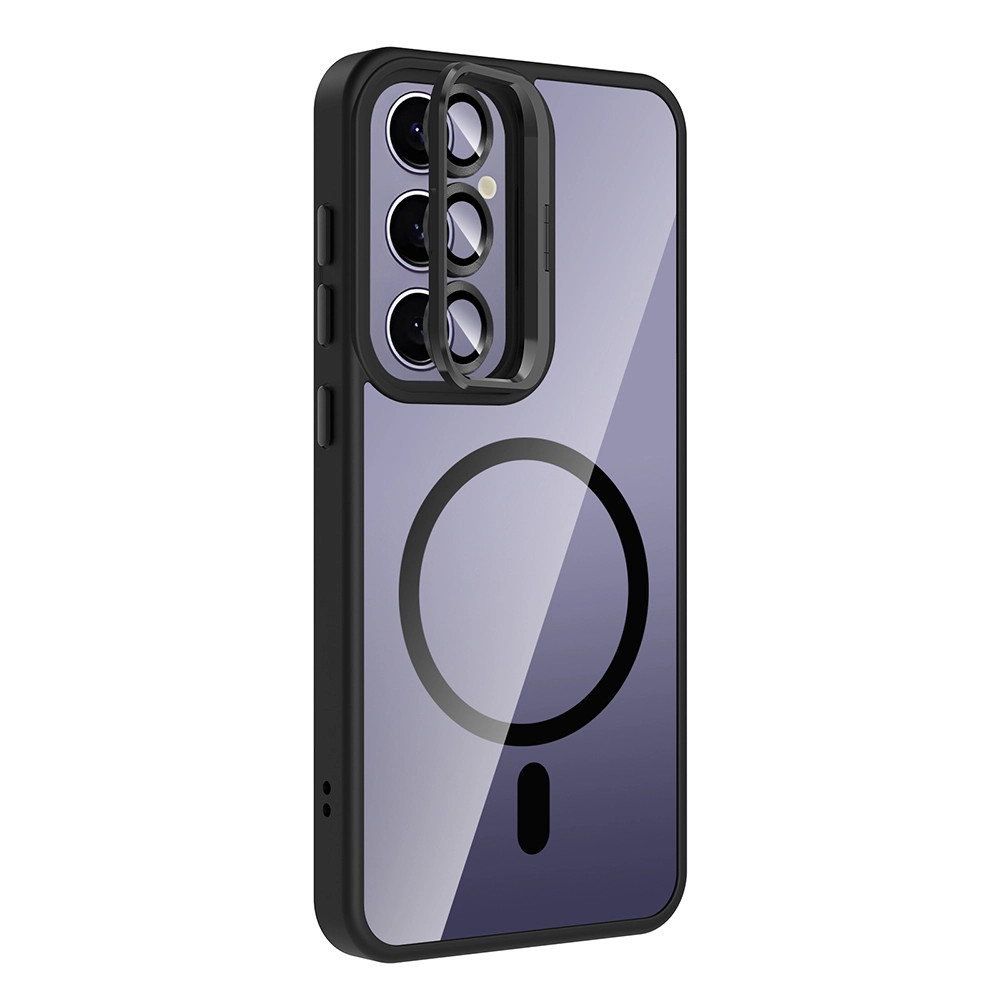 Galaxy Uyumlu S25 Plus Kılıf Standlı ve Kamera Lens Hediyeli M-Safe Şarj Özellikli Zore Etro Kapak