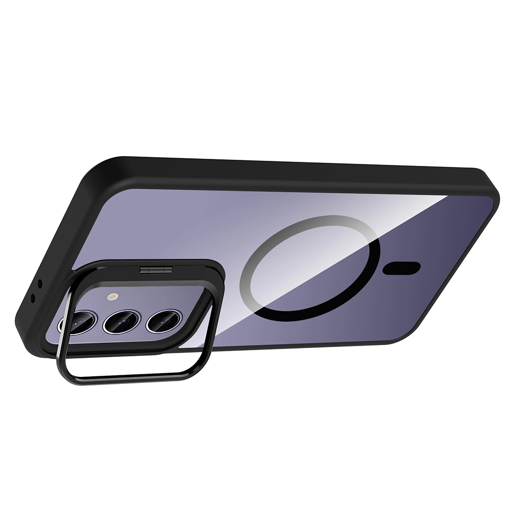 Galaxy Uyumlu S25 Plus Kılıf Standlı ve Kamera Lens Hediyeli M-Safe Şarj Özellikli Zore Etro Kapak