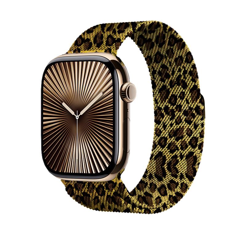 Watch 44mm Zore KRD-01 Leopar Desenli Metal Kordon-Sarı-leopar