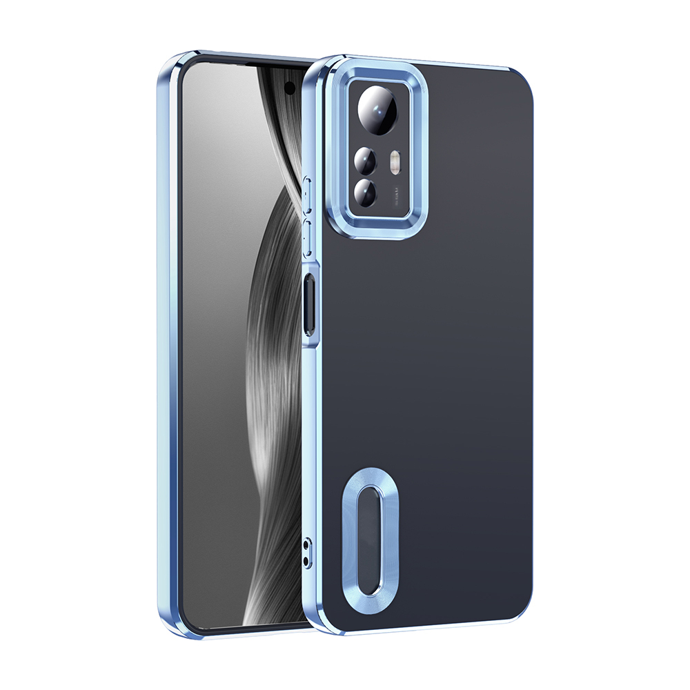 Xiaomi Uyumlu  Redmi Note 12S Kılıf Kamera Korumalı Logo Gösteren Zore Omega Kapak-Sierra mavi