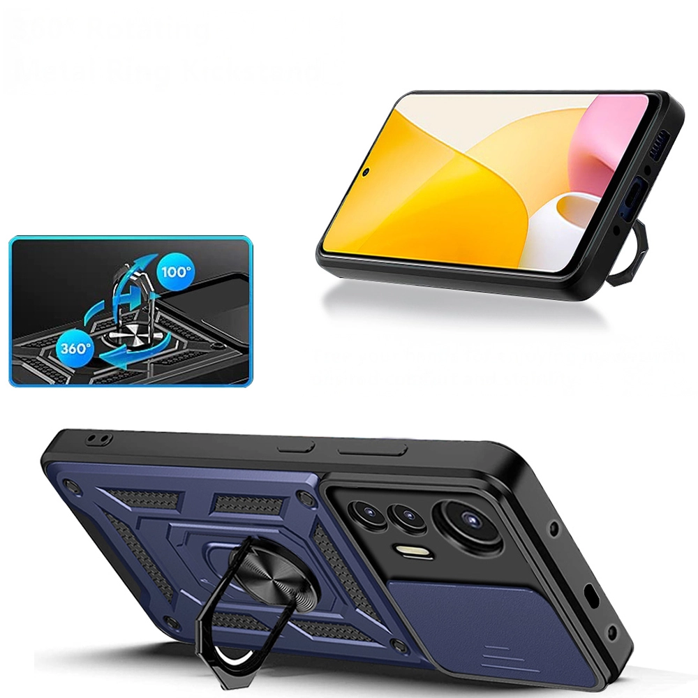Xiaomi Uyumlu  Mi 12 Lite Kılıf Magnetik Standlı Kamera Korumalı Zore Sürgülü Vega Kapak