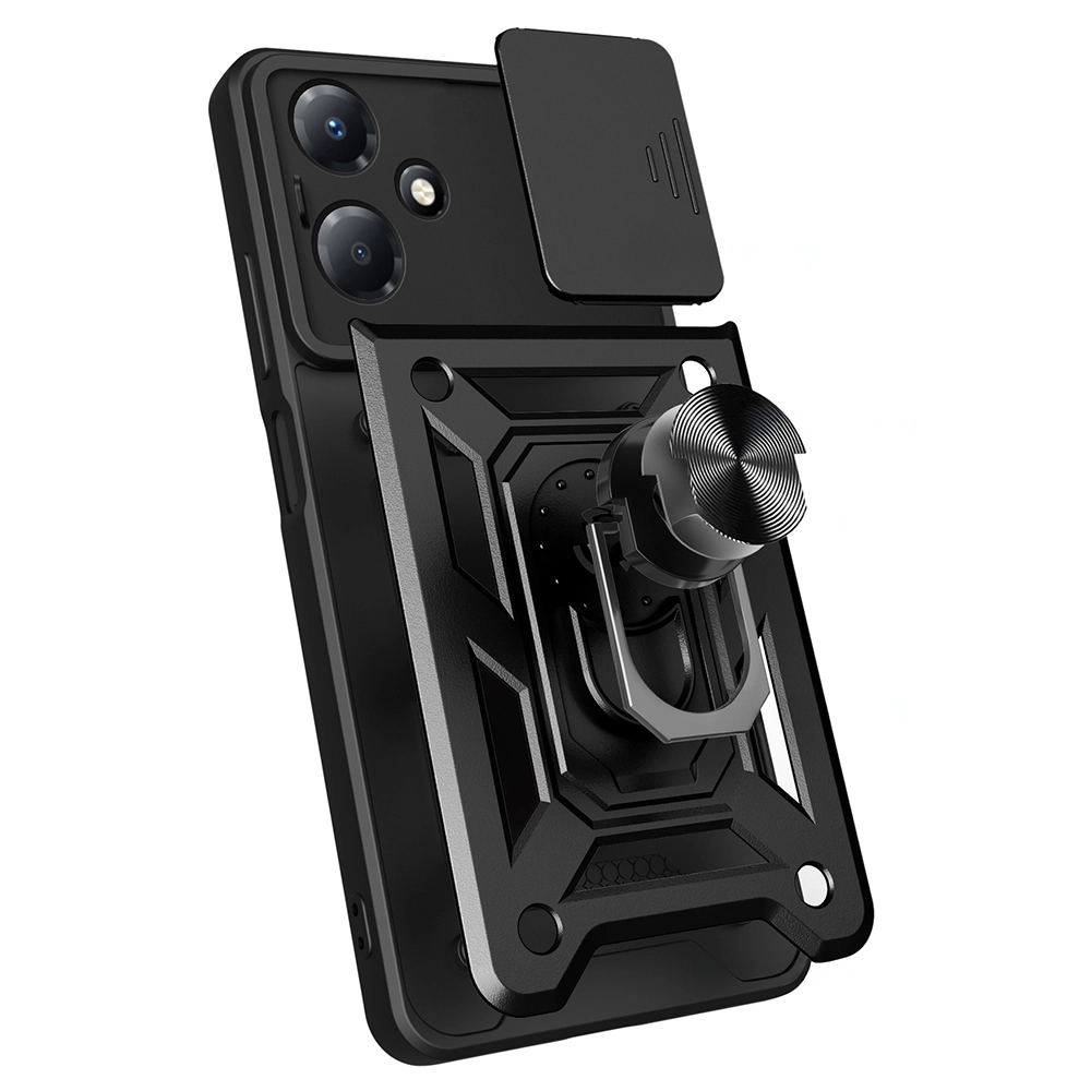 İnfinix Hot 30 Play Kılıf Magnetik Standlı Kamera Korumalı Zore Sürgülü Vega Kapak