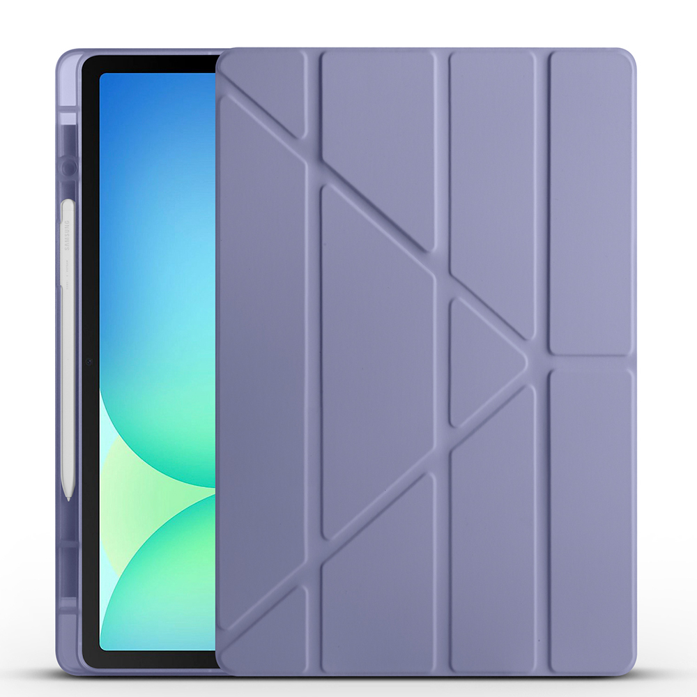 Galaxy Uyumlu Tab S10 FE Plus Kılıf Zore Tri Folding Kalem Bölmeli Standlı Kılıf-Mor