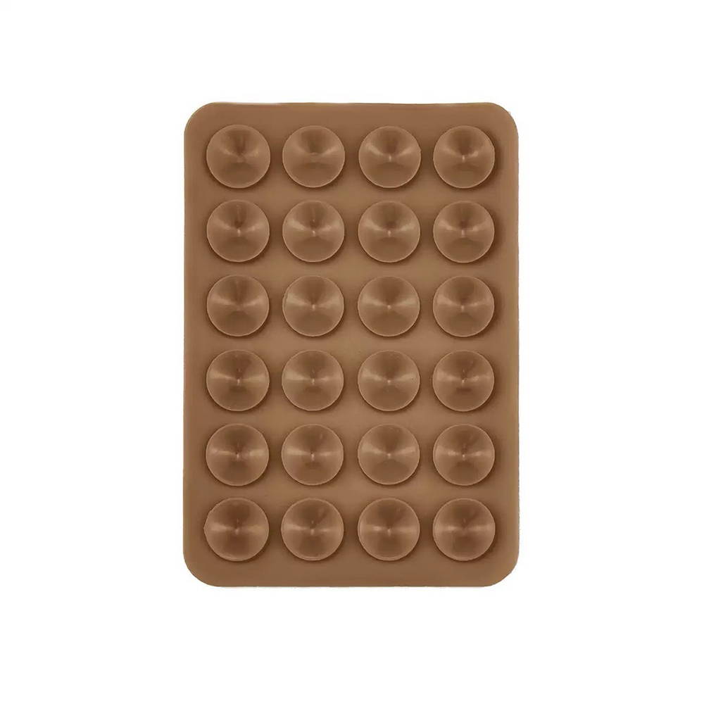 Öpücüklü 02 Çift Taraflı Silikon Telefon Tutucu 6,50cm x 10cm-Kahverengi
