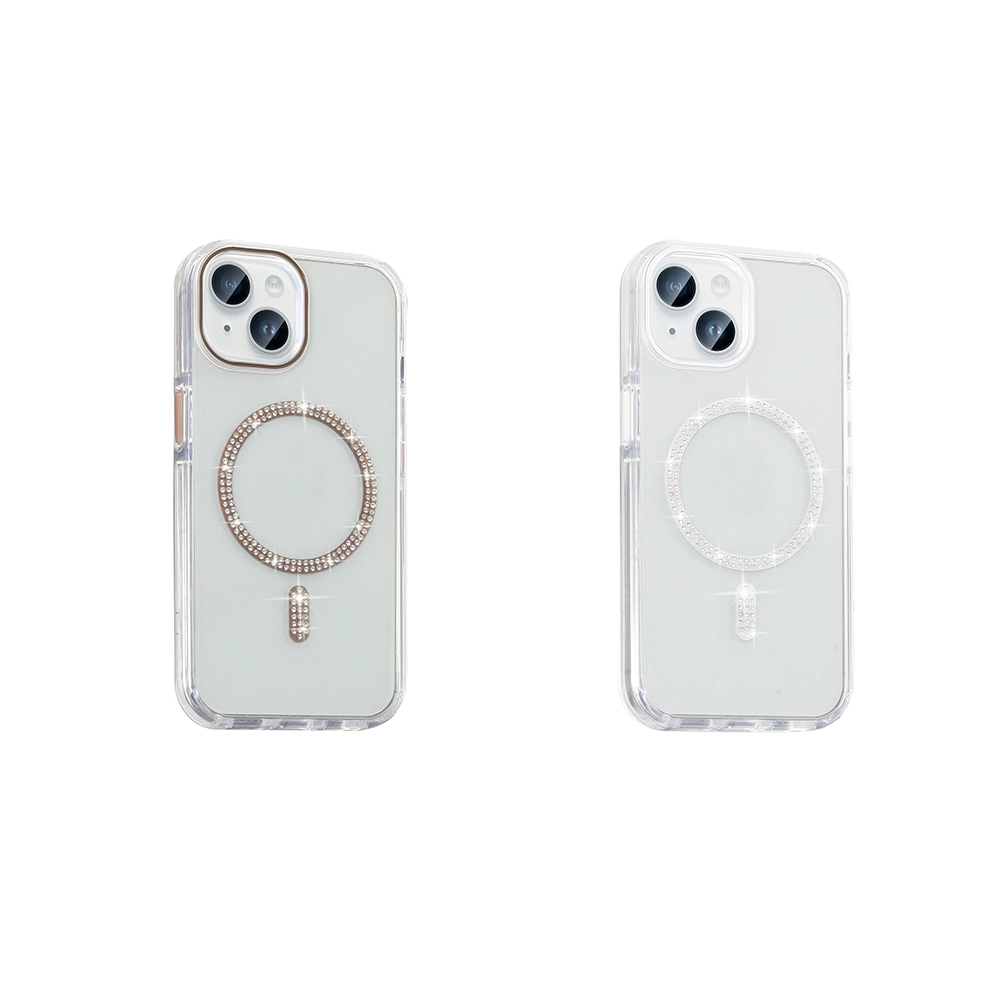 iPhone Uyumlu 13 Kılıf Taşlı Tasarım M-safe Şarj Özellikli Zore Koment Silikon Kapak