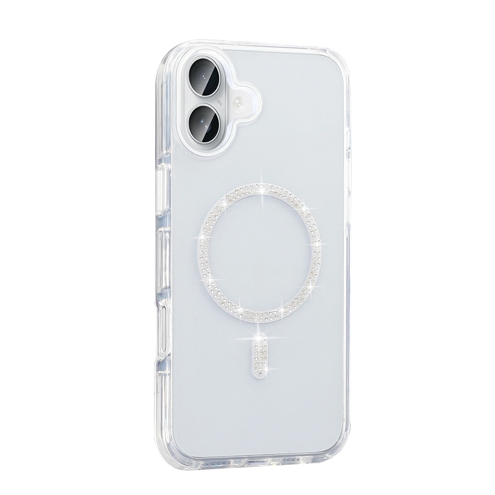 iPhone Uyumlu 16 Pro Kılıf Taşlı Tasarım M-safe Şarj Özellikli Zore Koment Silikon Kapak