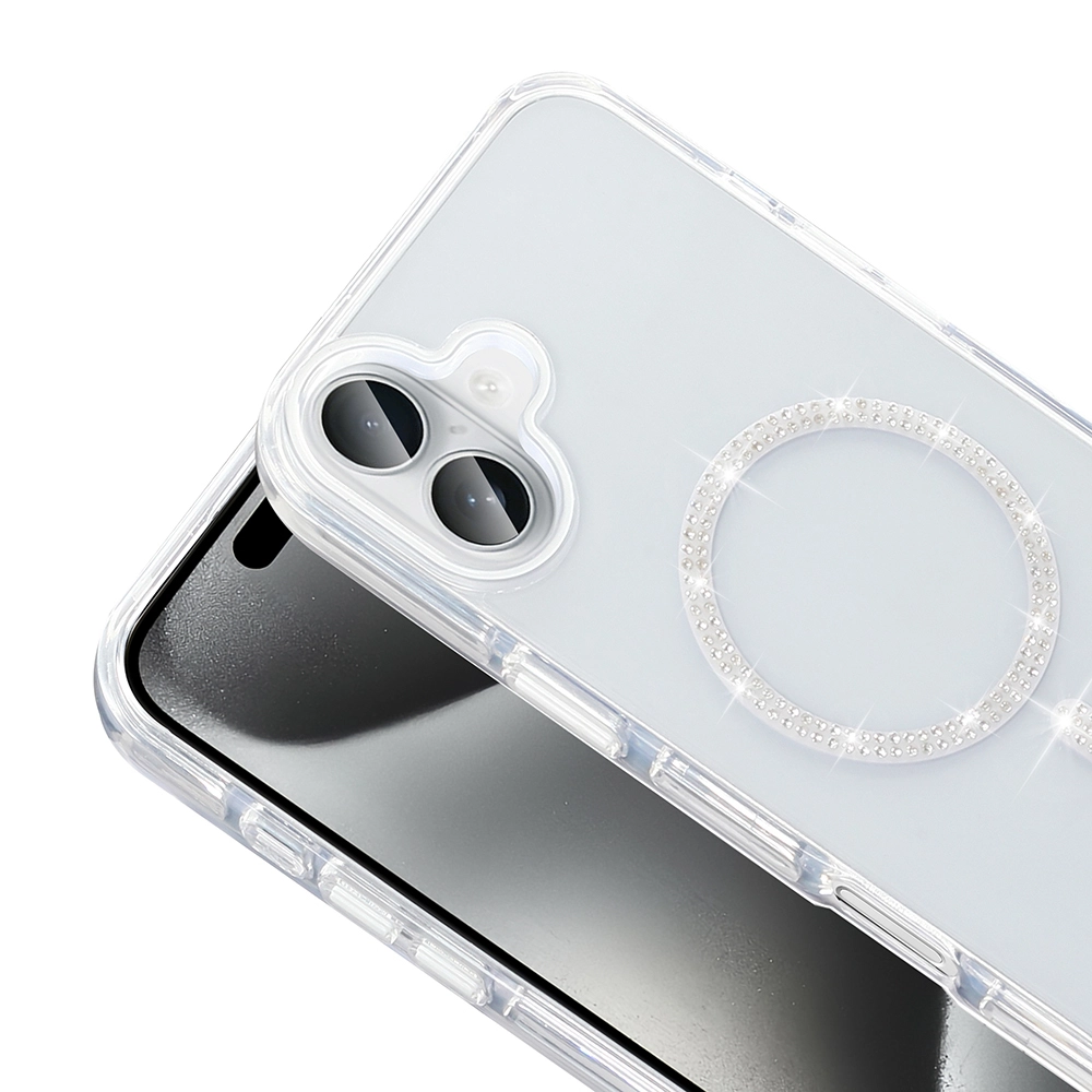 iPhone Uyumlu 16 Pro Max Kılıf Taşlı Tasarım M-safe Şarj Özellikli Zore Koment Silikon Kapak