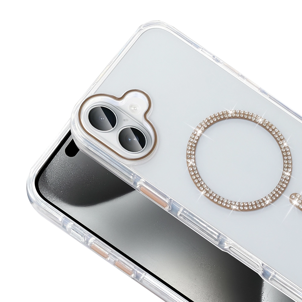 iPhone Uyumlu 16 Pro Max Kılıf Taşlı Tasarım M-safe Şarj Özellikli Zore Koment Silikon Kapak