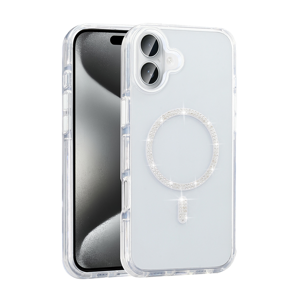 iPhone Uyumlu 16 Pro Max Kılıf Taşlı Tasarım M-safe Şarj Özellikli Zore Koment Silikon Kapak
