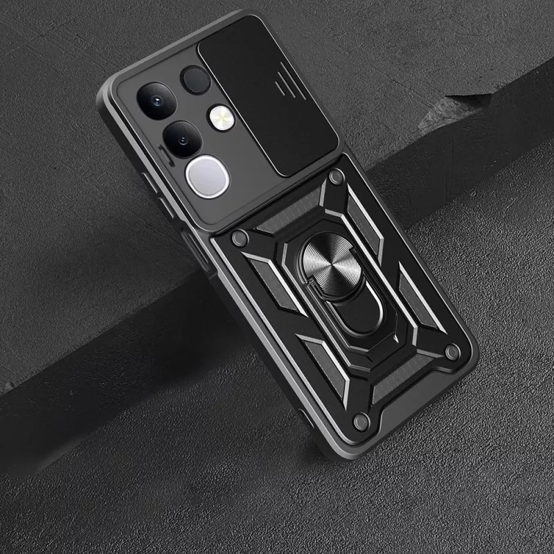 Vivo Y29 4G Kılıf Magnetik Standlı Kamera Korumalı Zore Sürgülü Vega Kapak