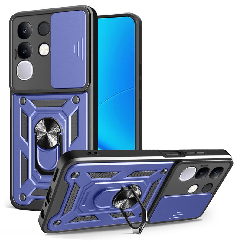 Vivo Y29 4G Kılıf Magnetik Standlı Kamera Korumalı Zore Sürgülü Vega Kapak