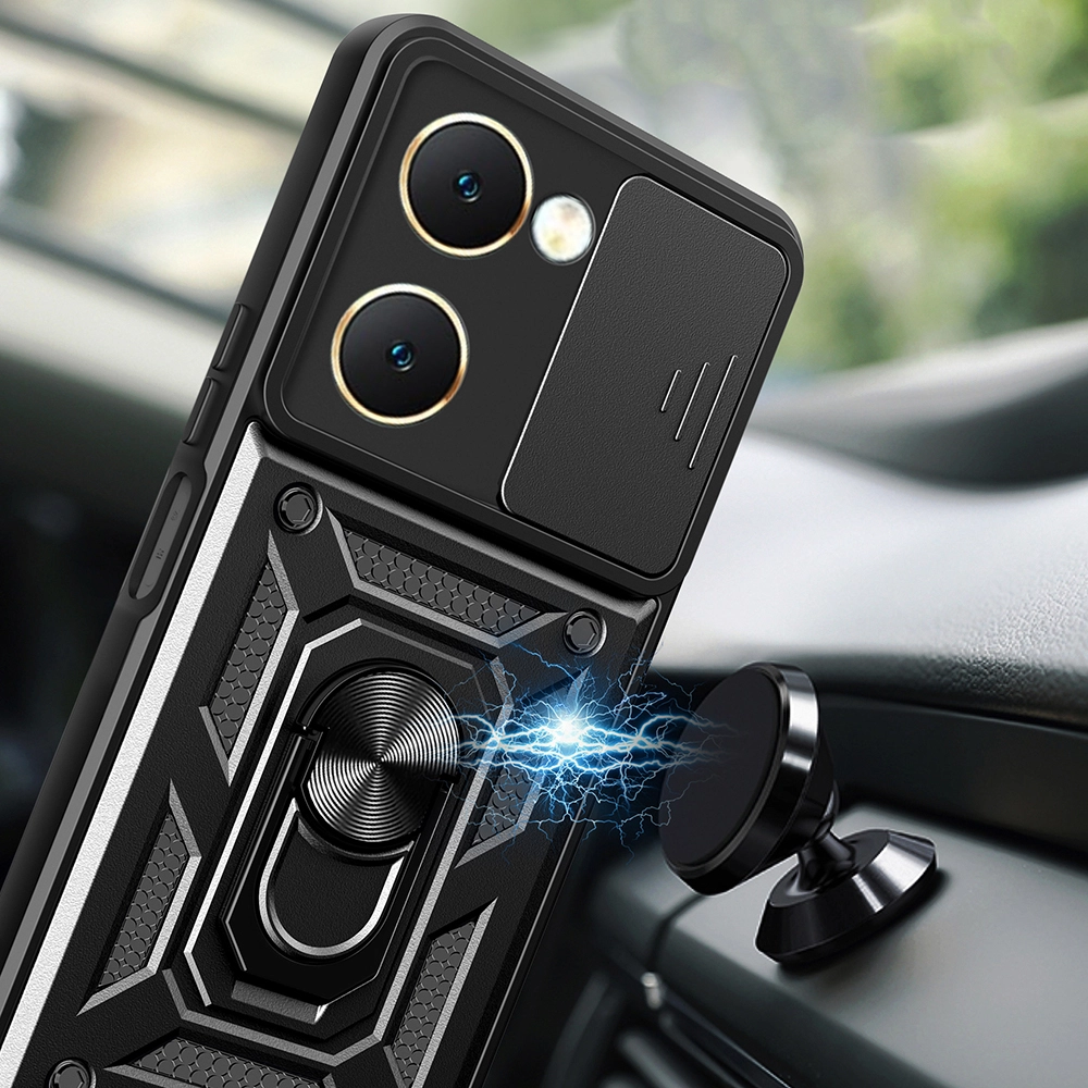 Vivo Y18 Kılıf Magnetik Standlı Kamera Korumalı Zore Sürgülü Vega Kapak