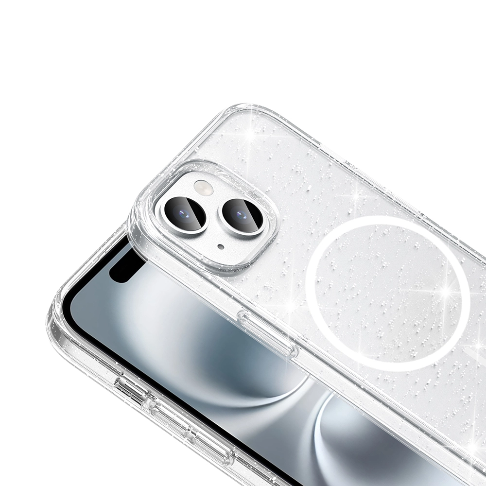 iPhone Uyumlu 14 Kılıf M-safe Şarj Özellikli Parlayan Simli Saydam Renkli Zore Maris Kapak