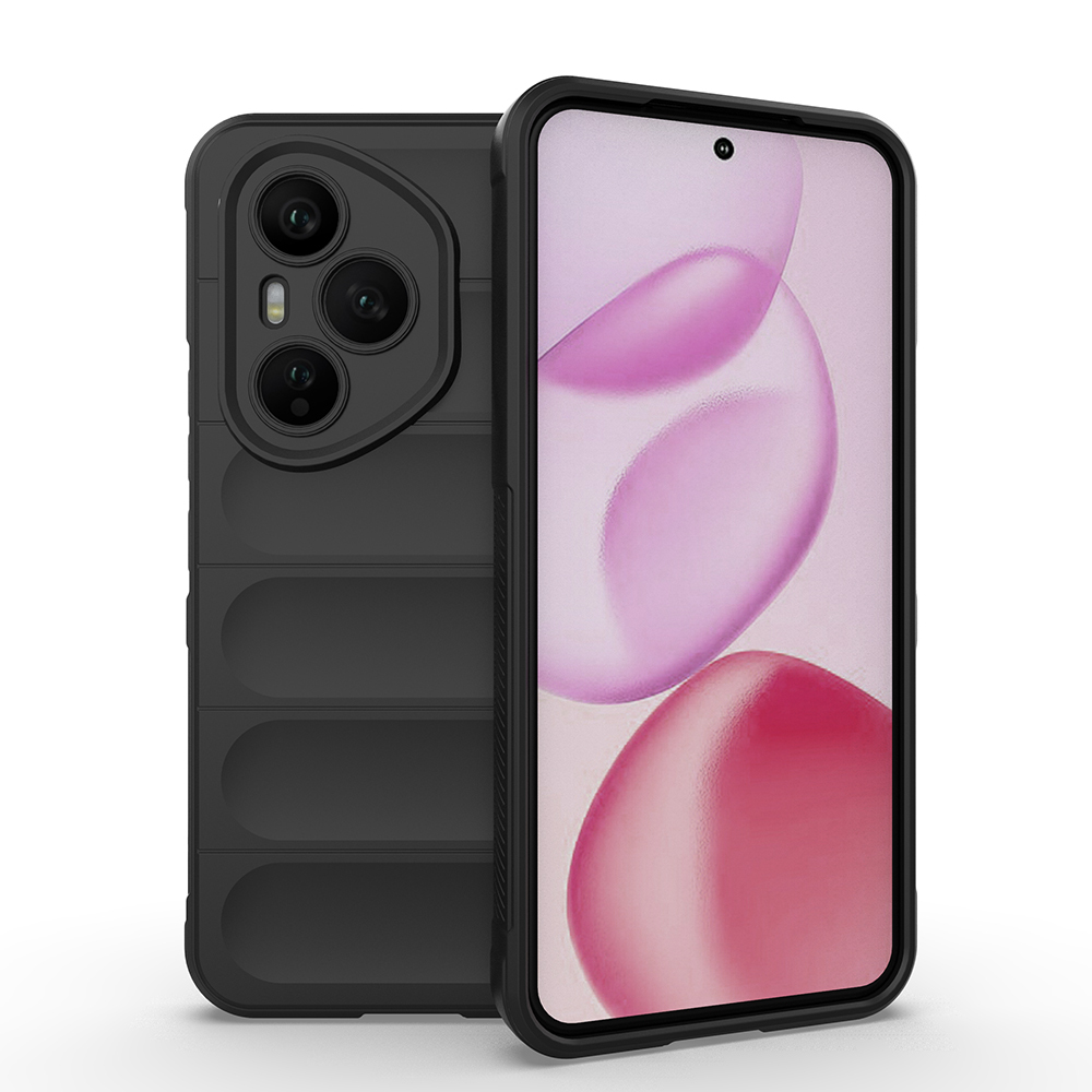 Honor 400 Pro Kılıf Esnek TPU Oyuklu Arka Yüzey Tasarımlı Zore Etnik Silikon Kapak-Siyah