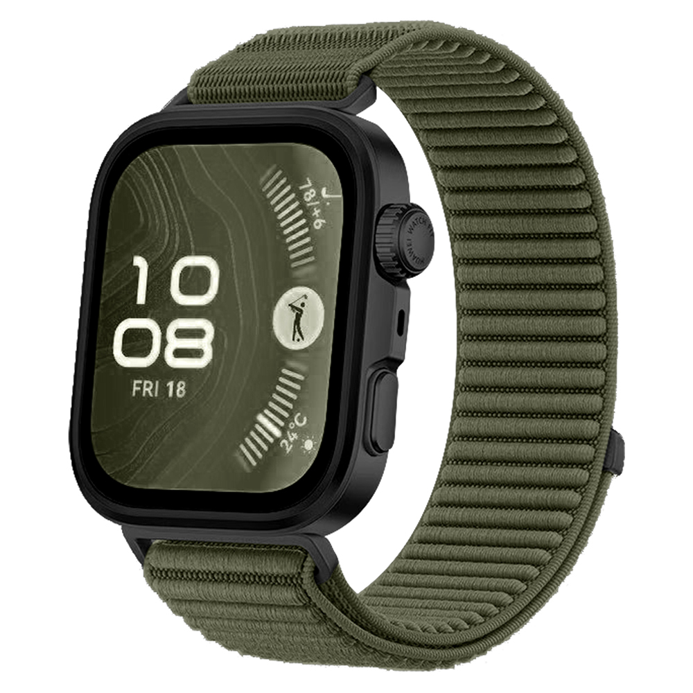 Huawei Uyumlu Watch Fit 4 Zore KRD-144 Hasır Kordon-Koyu yeşil
