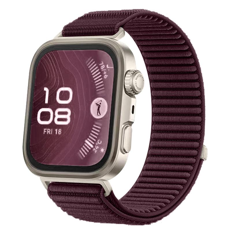Huawei Uyumlu Watch Fit 4 Zore KRD-144 Hasır Kordon-Mürdüm