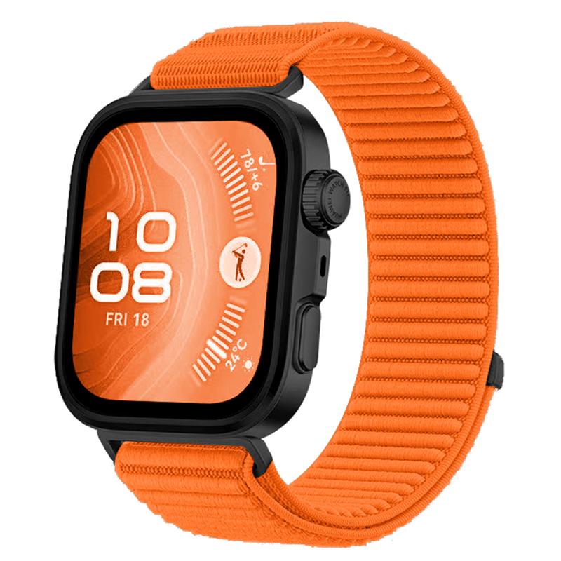 Huawei Uyumlu Watch Fit 4 Zore KRD-144 Hasır Kordon-Turuncu