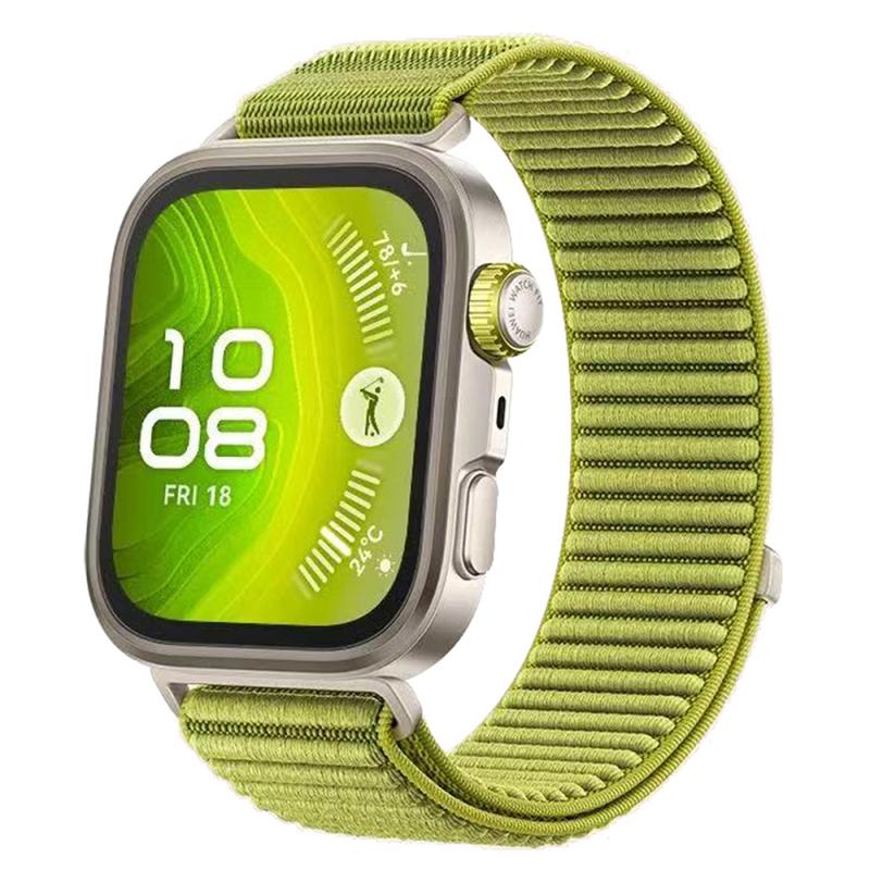 Huawei Uyumlu Watch Fit 4 Zore KRD-144 Hasır Kordon-Yeşil