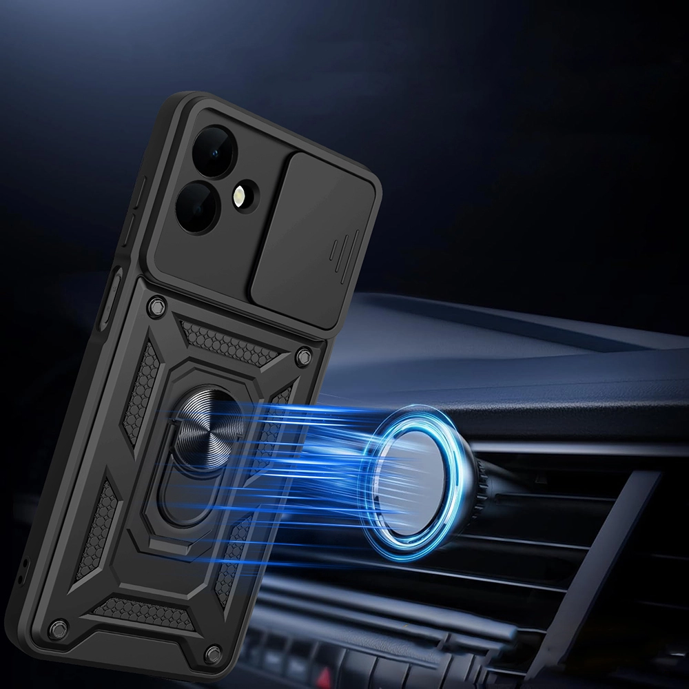 Galaxy Uyumlu A07 Kılıf Magnetik Standlı Kamera Korumalı Zore Sürgülü Vega Kapak