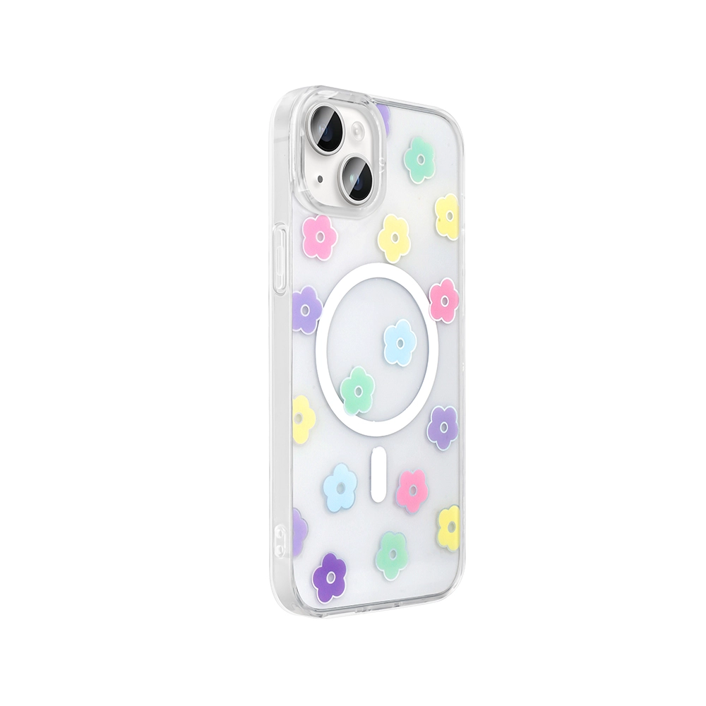 iPhone Uyumlu 15 Plus Kılıf M-Safe Şarj Özellikli Şeffaf Zore Folk Sert Kapak