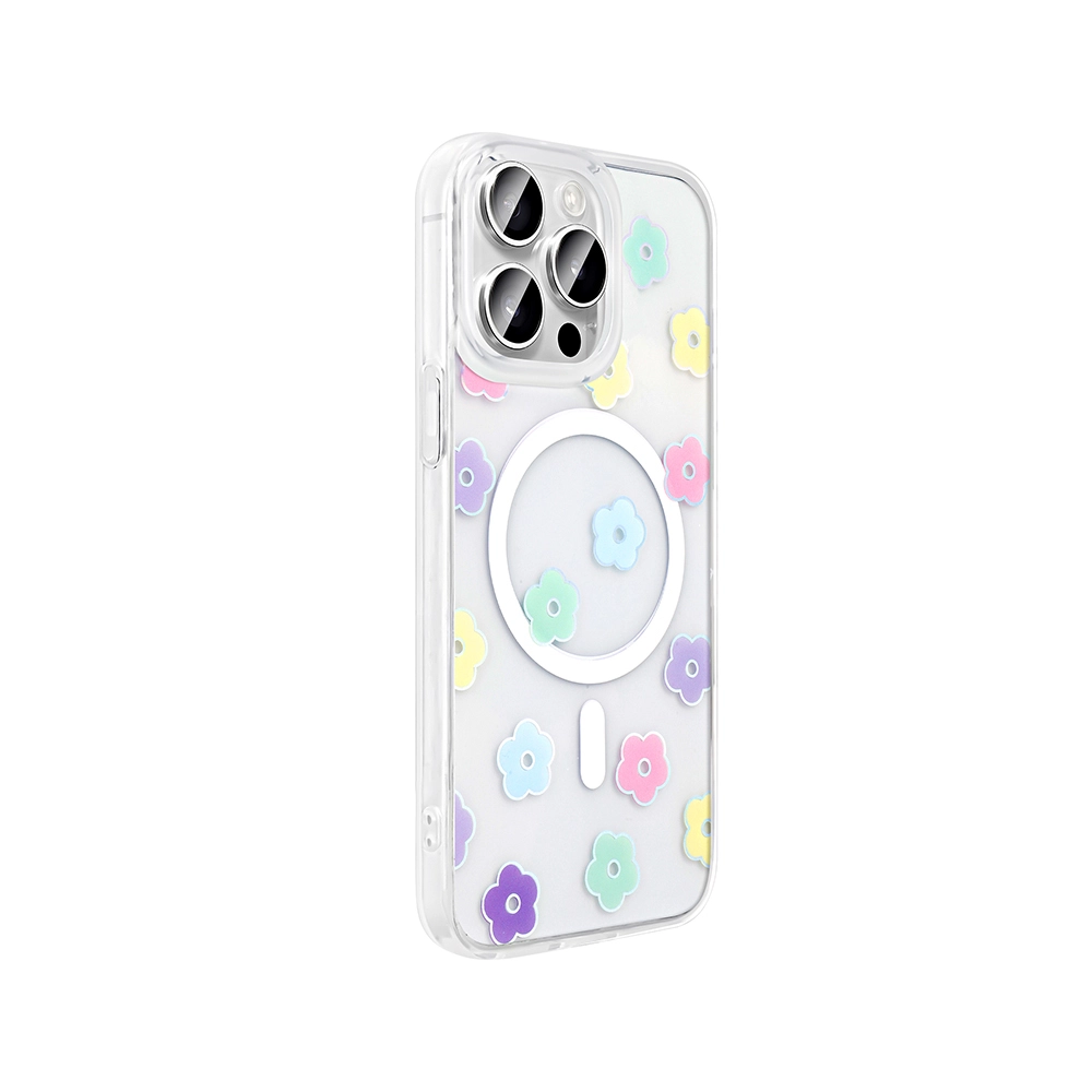 iPhone Uyumlu 15 Pro Kılıf M-Safe Şarj Özellikli Şeffaf Zore Folk Sert Kapak