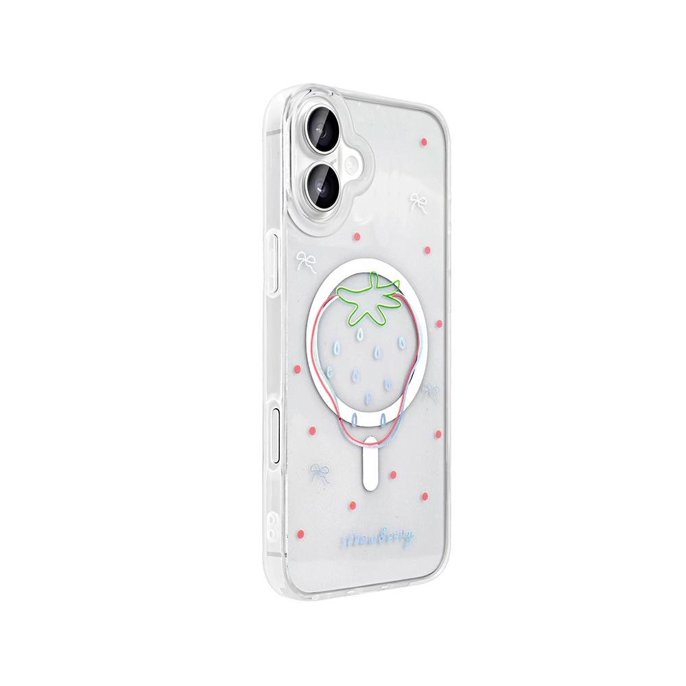 iPhone Uyumlu 16 Kılıf M-Safe Şarj Özellikli Şeffaf Zore Folk Sert Kapak