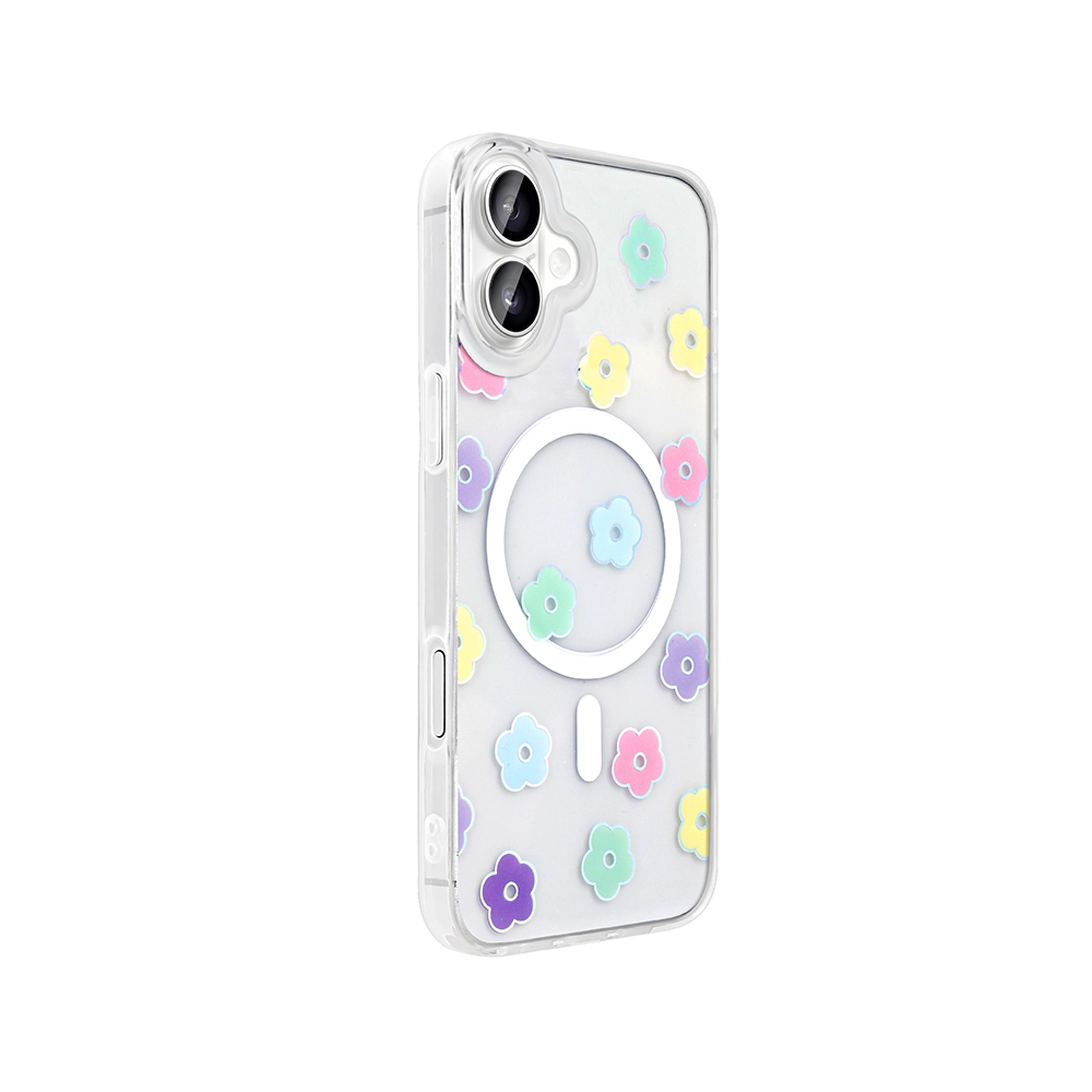 iPhone Uyumlu 16 Kılıf M-Safe Şarj Özellikli Şeffaf Zore Folk Sert Kapak