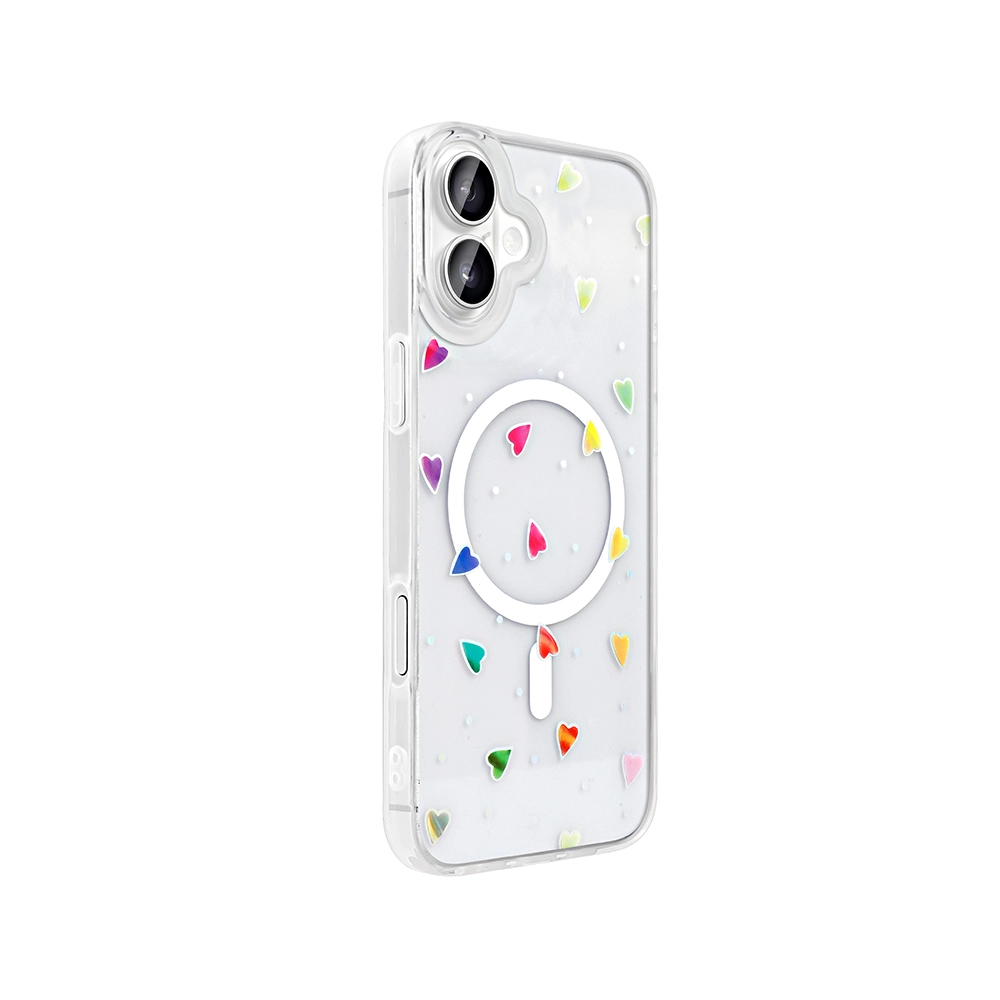 iPhone Uyumlu 16 Kılıf M-Safe Şarj Özellikli Şeffaf Zore Folk Sert Kapak