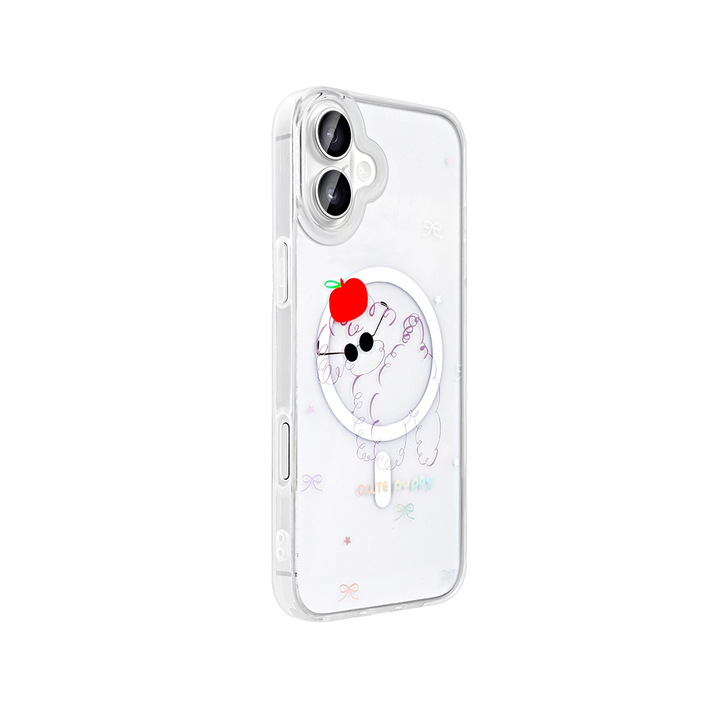 iPhone Uyumlu 16 Plus Kılıf M-Safe Şarj Özellikli Şeffaf Zore Folk Sert Kapak