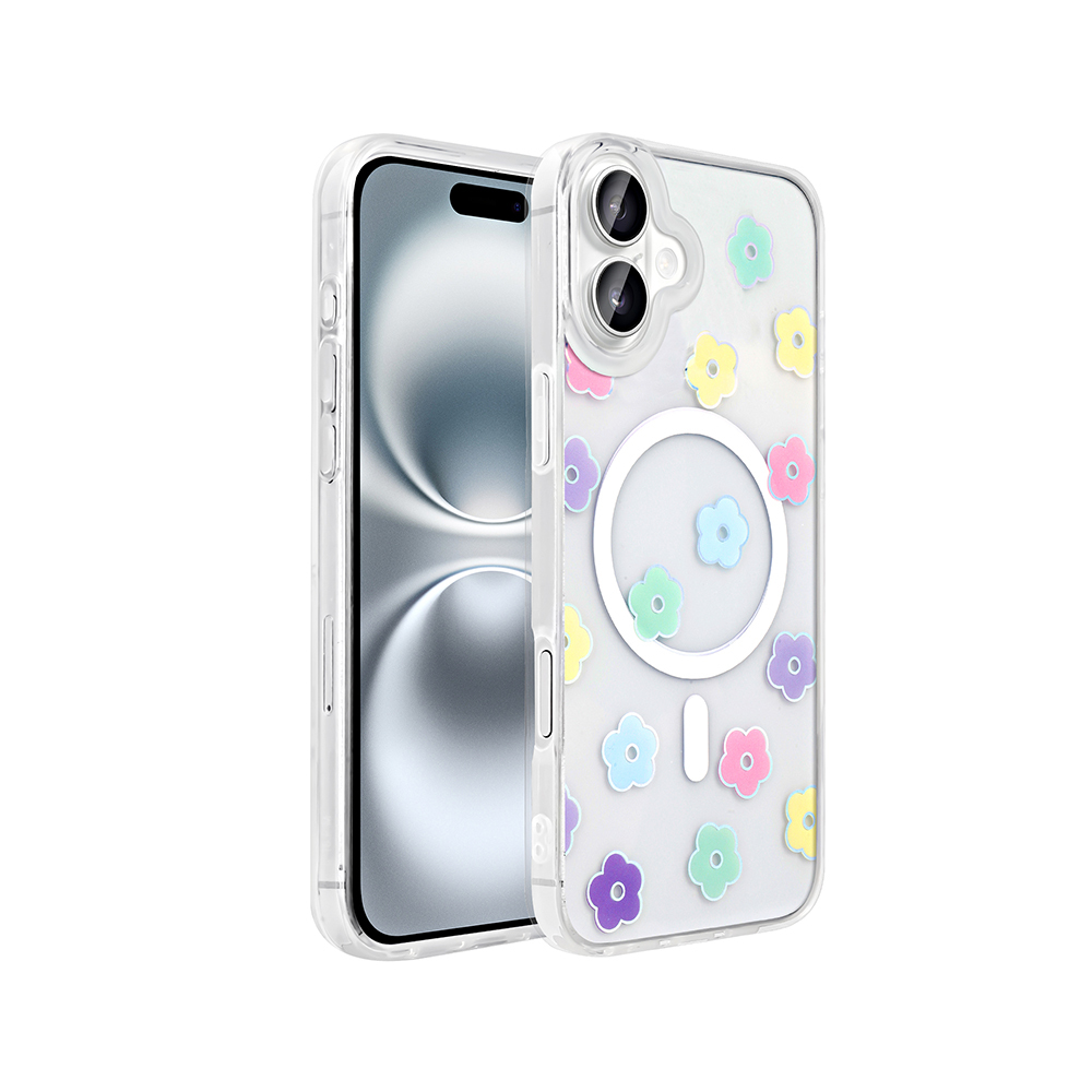 iPhone Uyumlu 16 Plus Kılıf M-Safe Şarj Özellikli Şeffaf Zore Folk Sert Kapak