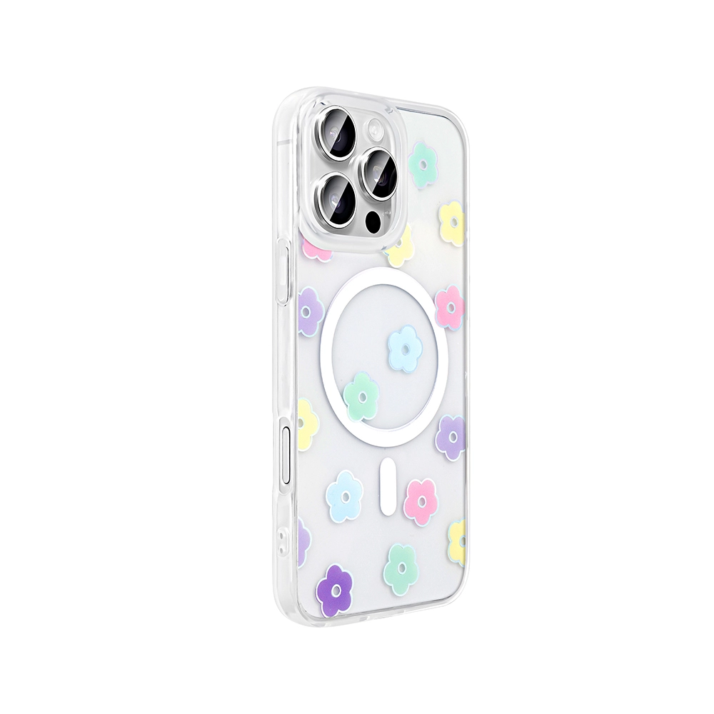 iPhone Uyumlu 16 Pro Max Kılıf M-Safe Şarj Özellikli Şeffaf Zore Folk Sert Kapak