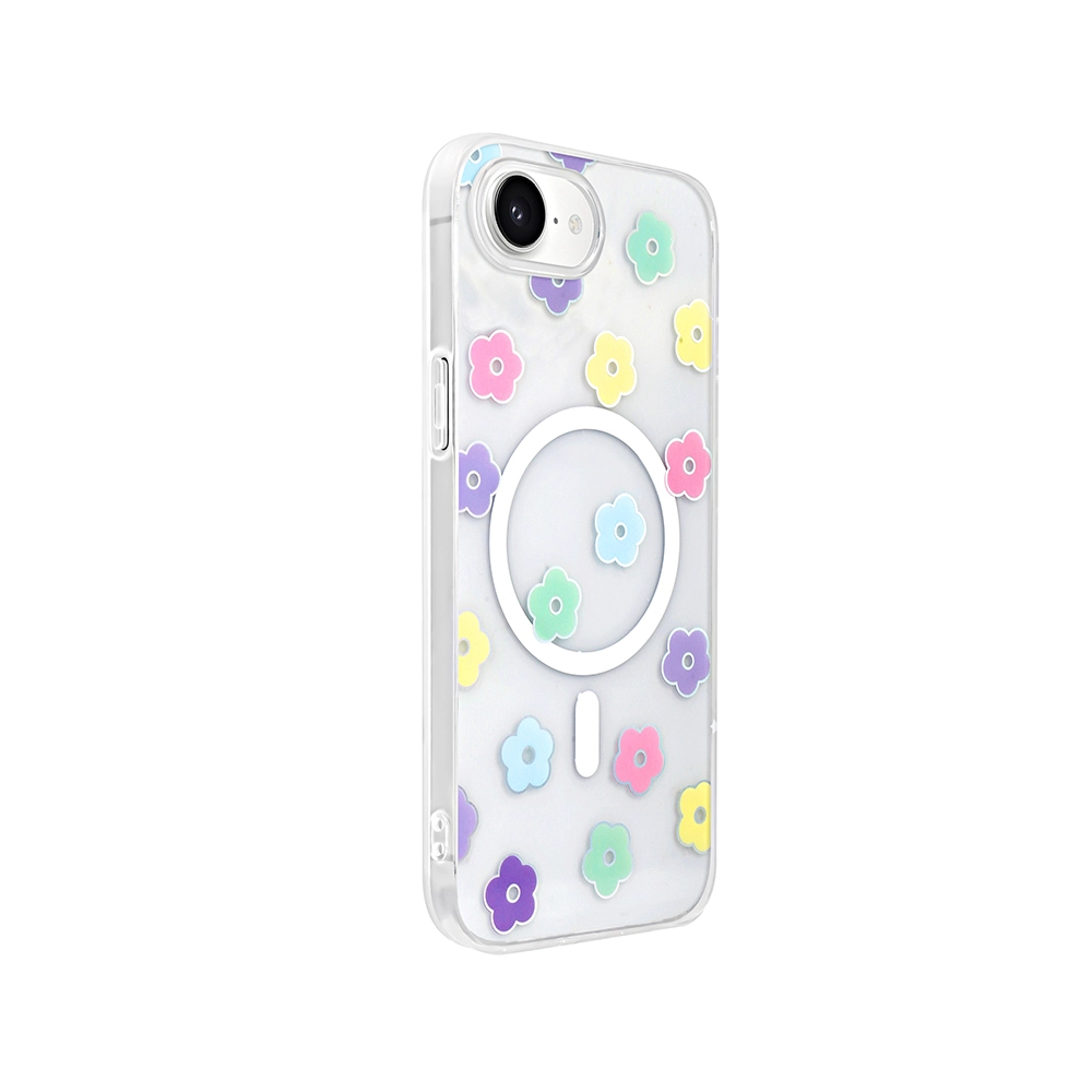 iPhone Uyumlu 16E Kılıf M-Safe Şarj Özellikli Şeffaf Zore Folk Sert Kapak