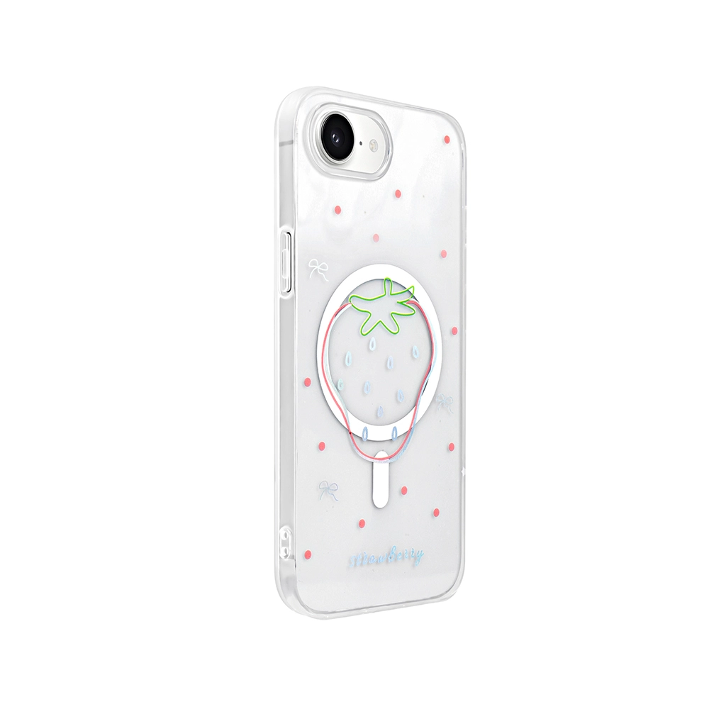 iPhone Uyumlu 16E Kılıf M-Safe Şarj Özellikli Şeffaf Zore Folk Sert Kapak