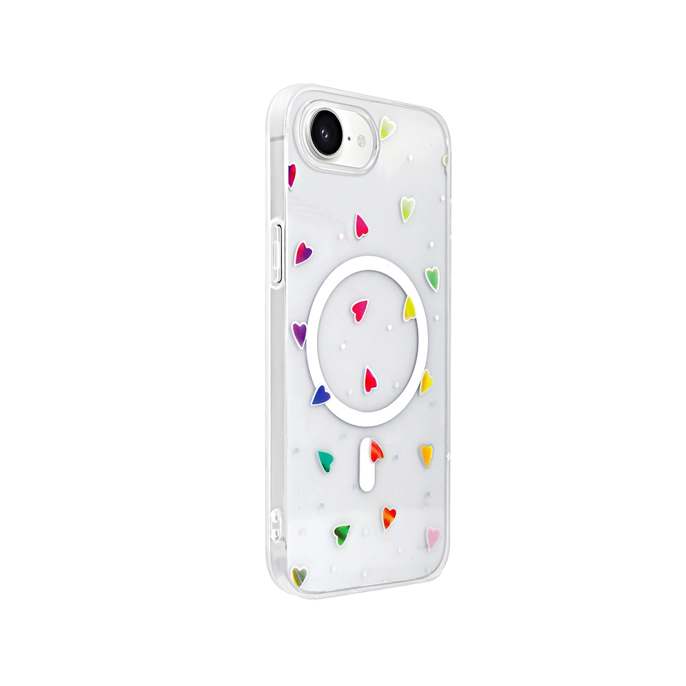 iPhone Uyumlu 16E Kılıf M-Safe Şarj Özellikli Şeffaf Zore Folk Sert Kapak