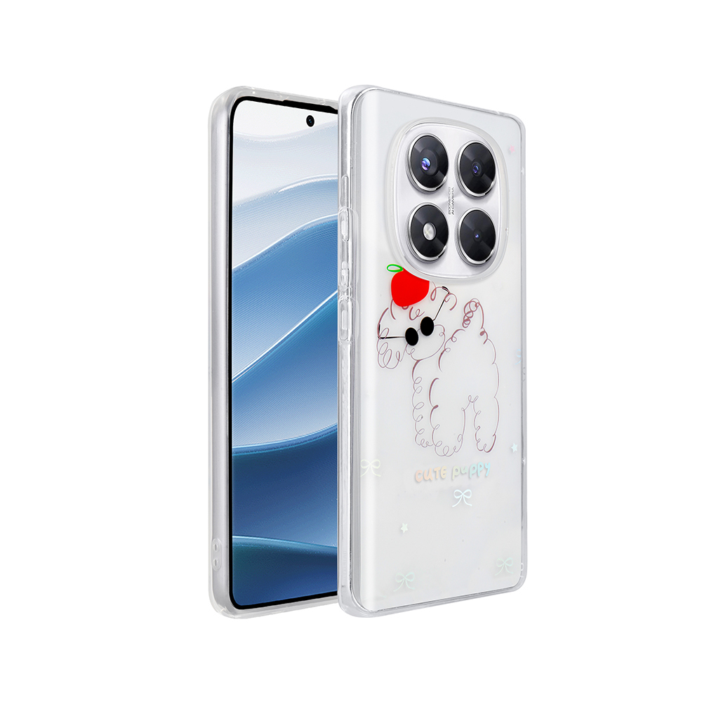 Xiaomi Uyumlu  Redmi Note 14 Pro 4G Kılıf Şeffaf Figürlü Zore Folk Sert Kapak-Sevimli köpek