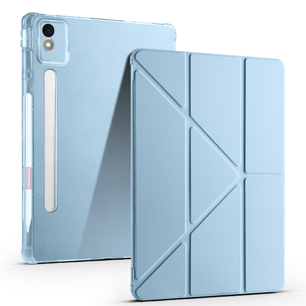 Lenovo Idea Tab Pro 12.7 TB-373FU Kılıf Zore Tri Folding Kalem Bölmeli Standlı Kılıf-Mavi
