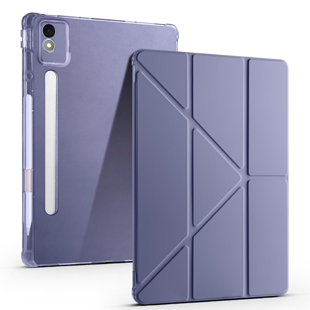 Lenovo Idea Tab Pro 12.7 TB-373FU Kılıf Zore Tri Folding Kalem Bölmeli Standlı Kılıf-Mor