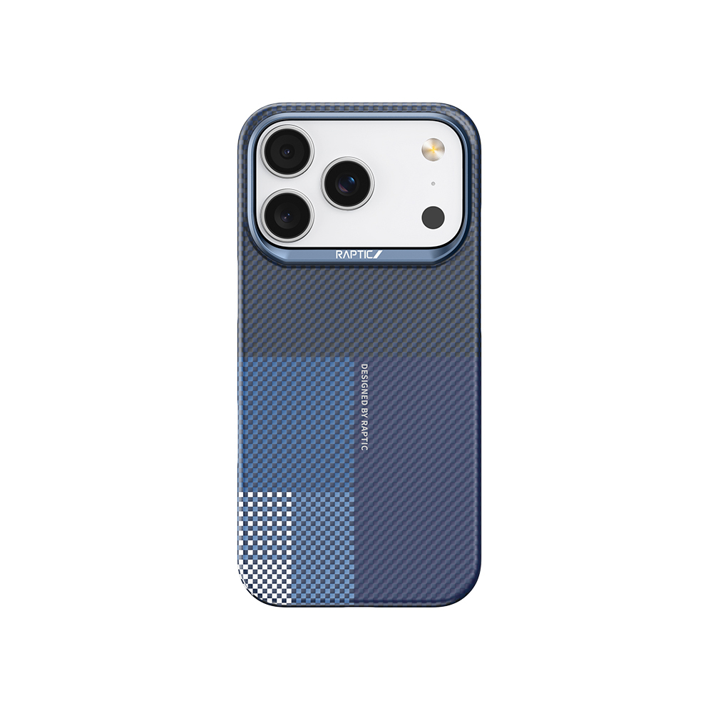 iPhone Uyumlu 17 Pro Max Kılıf M-safe Şarj Özellikli Raptic Aramid Skin Transform Serisi Karbon Kapak-Mavi