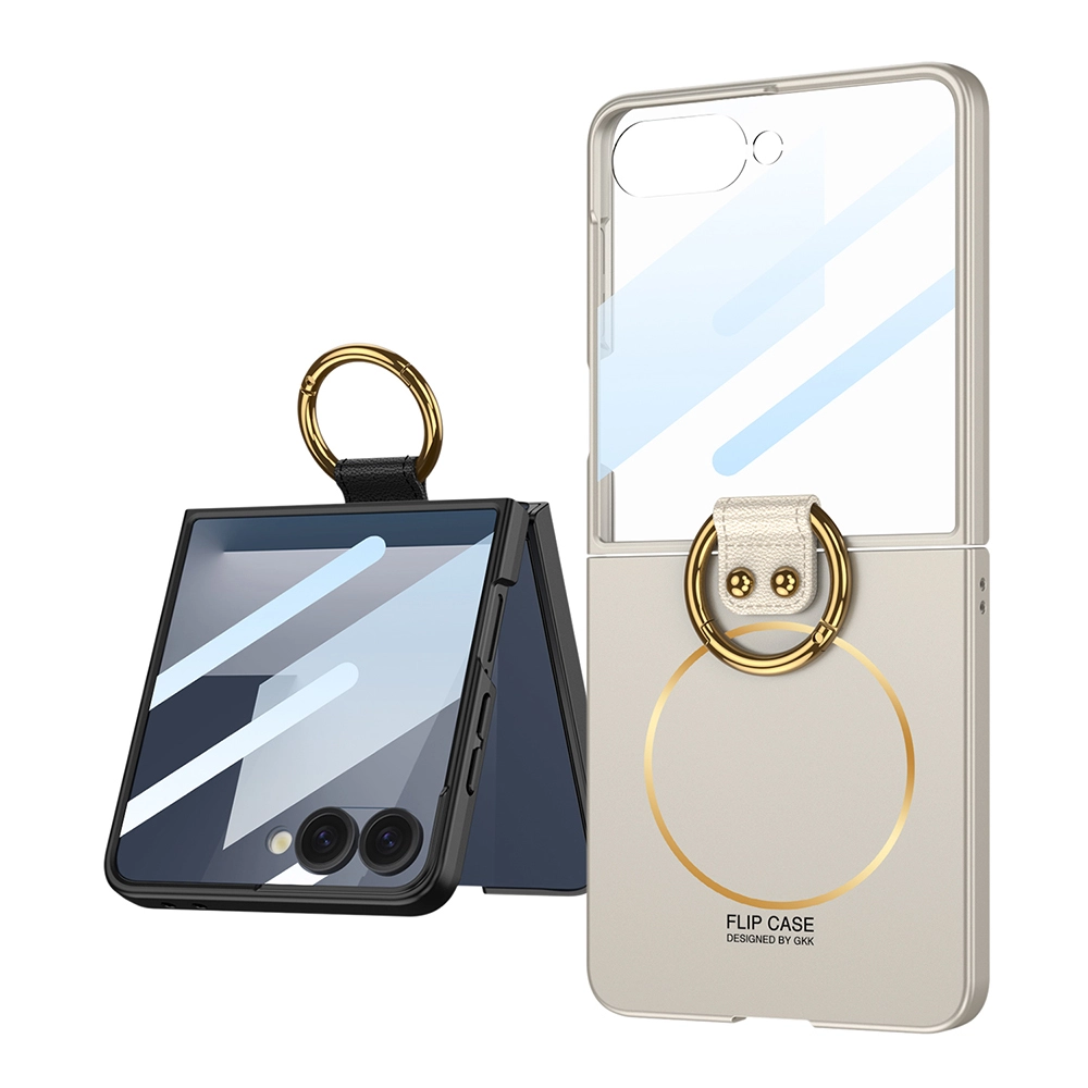 Galaxy Uyumlu Z Flip 7 Kılıf M-safe Şarj Özellikli Zore Kıpta Yüzüklü Flip Sert Kapak