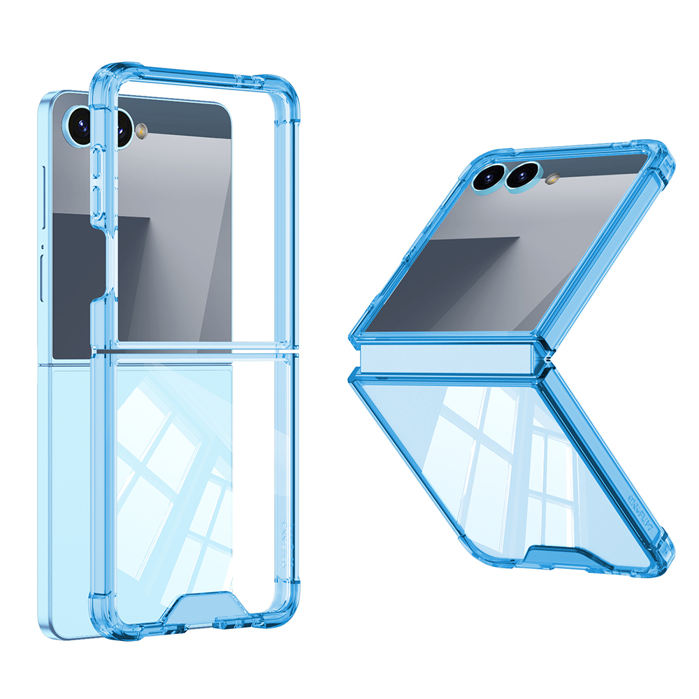 Galaxy Uyumlu Z Flip 7 Kılıf Zore Full Camlı Kıpta Kapak-Mavi