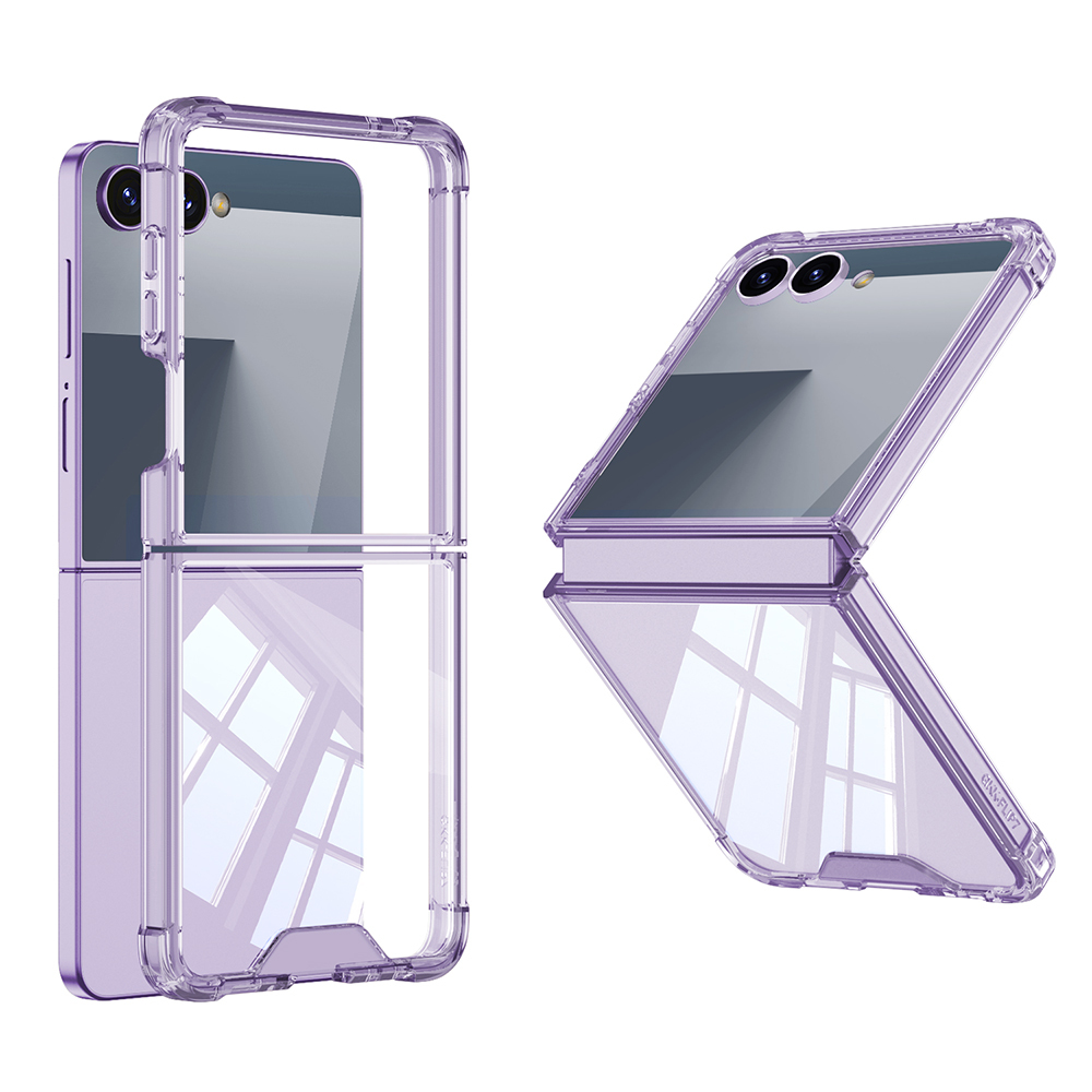 Galaxy Uyumlu Z Flip 7 Kılıf Zore Full Camlı Kıpta Kapak-Mor
