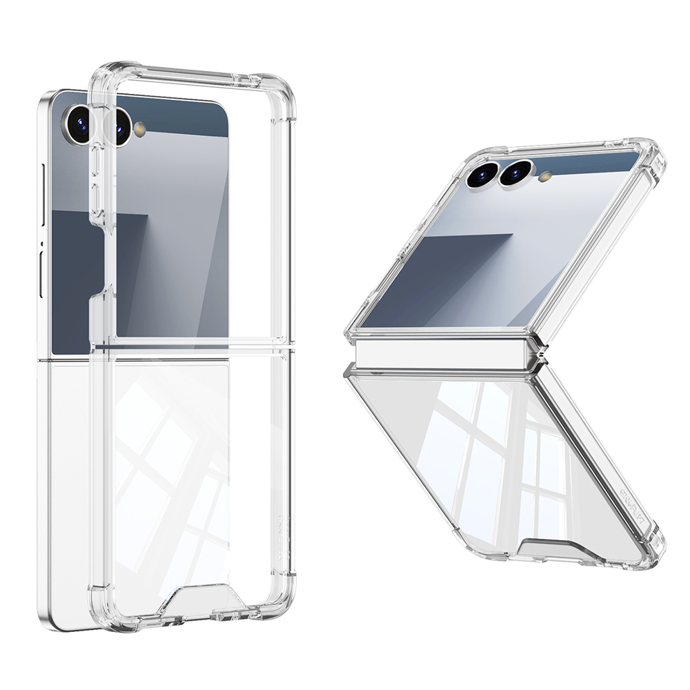 Galaxy Uyumlu Z Flip 7 Kılıf Zore Full Camlı Kıpta Kapak-Şeffaf