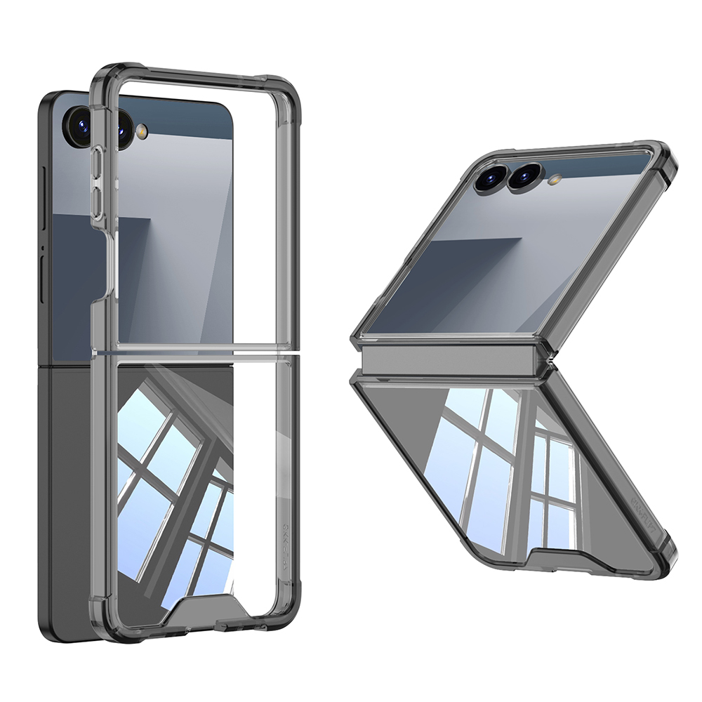 Galaxy Uyumlu Z Flip 7 Kılıf Zore Full Camlı Kıpta Kapak-Siyah