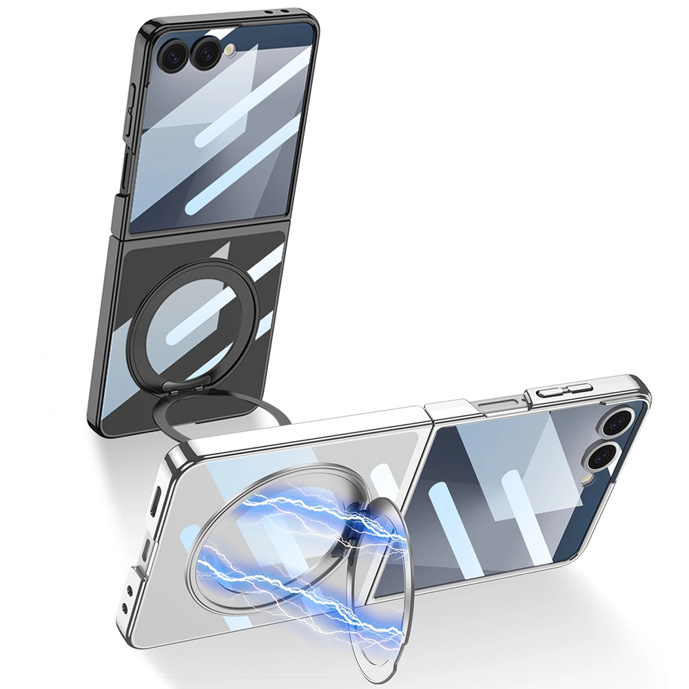 Galaxy Uyumlu Z Flip 7 M-safe Şarj Özellikli Zore Kıpta KPT-02 Standlı Kapak