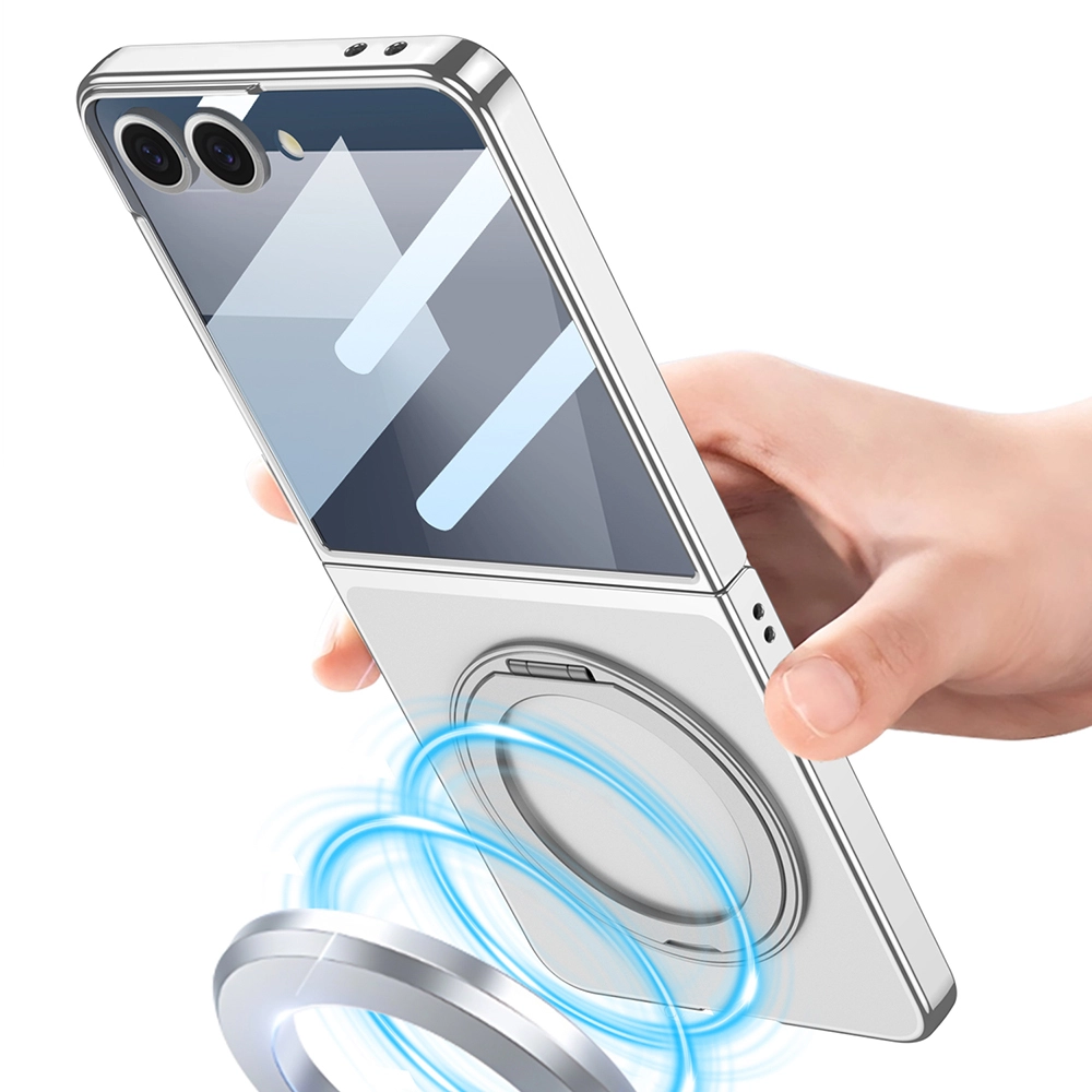 Galaxy Uyumlu Z Flip 7 M-safe Şarj Özellikli Zore Kıpta KPT-02 Standlı Kapak