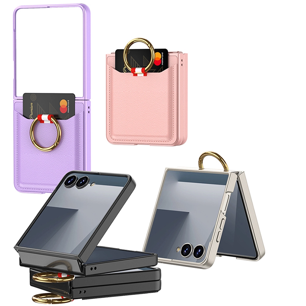 Galaxy Uyumlu Z Flip 7 Zore Kıpta Yüzüklü Kartlıklı Kapak
