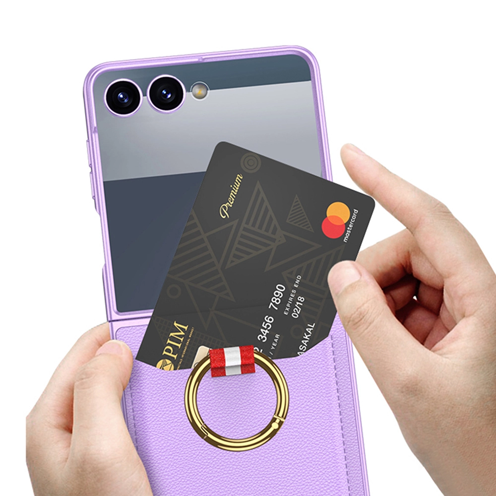 Galaxy Uyumlu Z Flip 7 Zore Kıpta Yüzüklü Kartlıklı Kapak