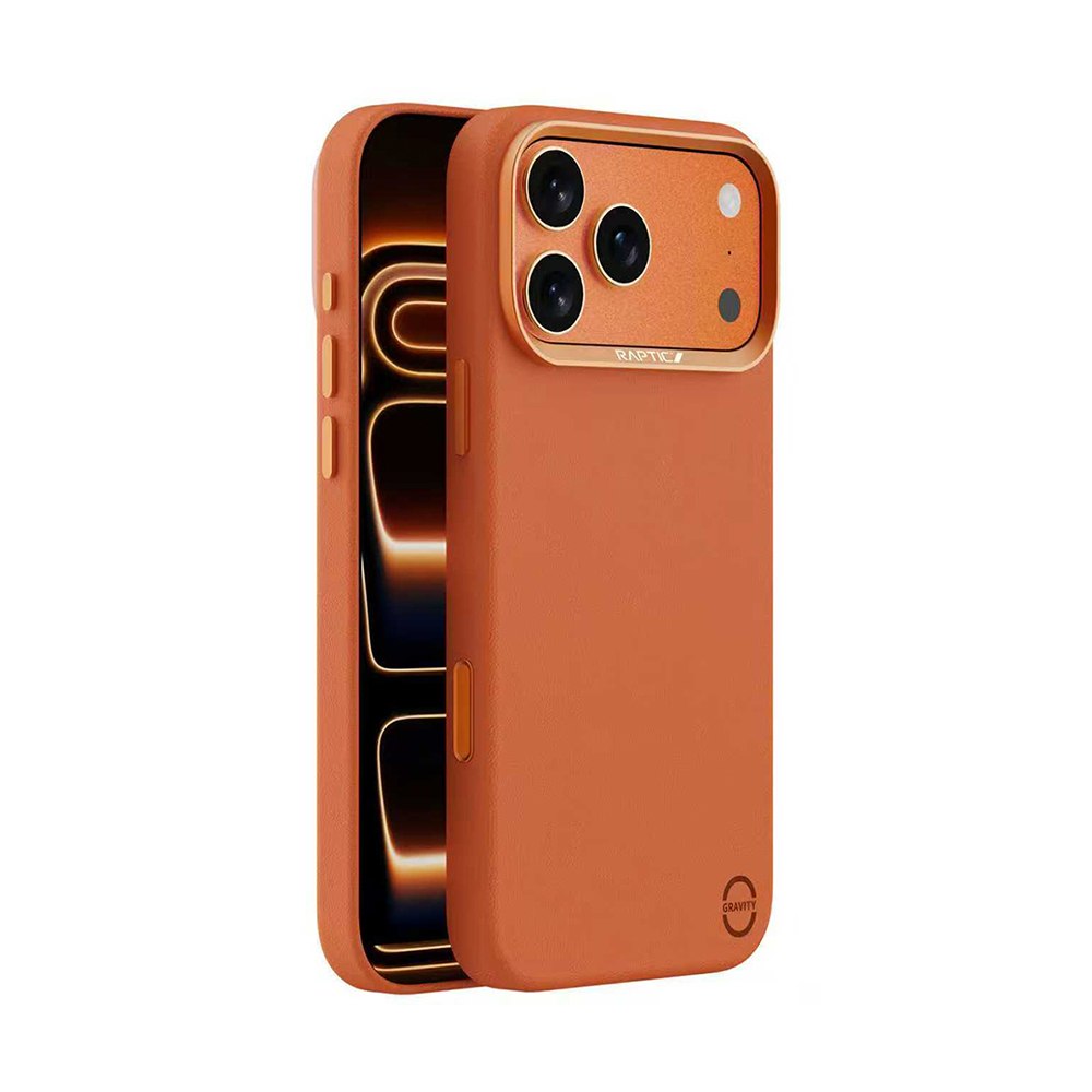 iPhone Uyumlu 17 Pro Kılıf M-Safe Şarj Özellikli Polimerik Deri Raptic Urban Nano Kapak-Turuncu